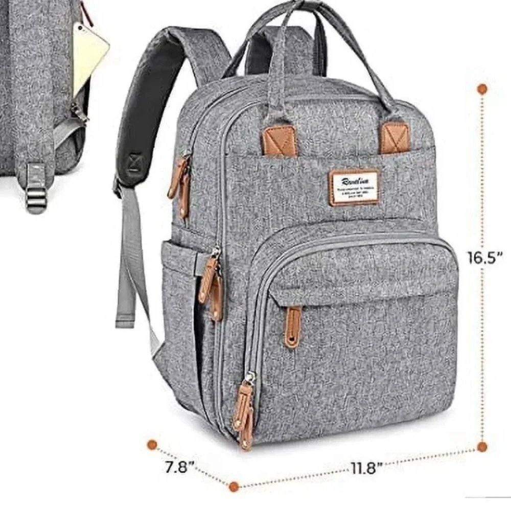 RUVALINO Diaper Gray Baby Bag Tote Large Travel Bag